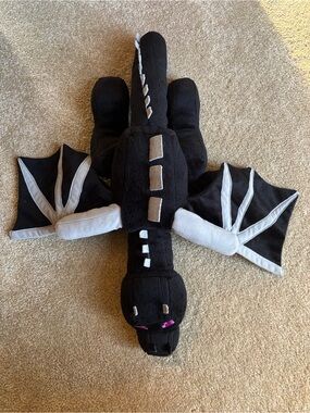 Black and White Plush Minecraft Ender Dragon Stuffed Toy